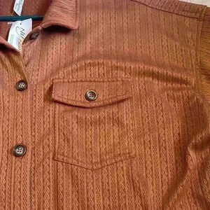 NY collection women’s button-down textured fabric shacket